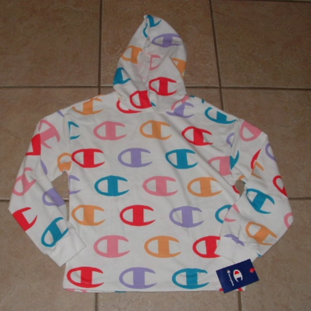 NEW Girls Sz Large (14) Hoodie Hooded Logo Lightweight Sweatshirt CHAMPION